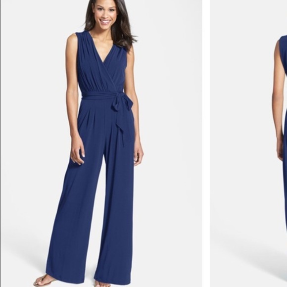 vince camuto cutaway chiffon jumpsuit